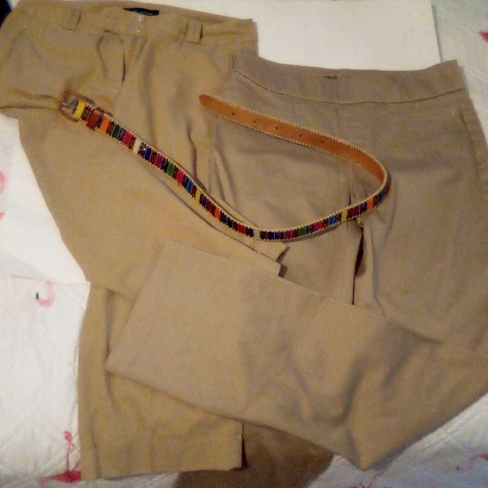 Two brand name khaki size 8 work pants Lee / Levin